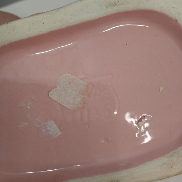 Vintage Ceramic Baby Boot Planter With Teddy Bear Nursery Art - Picture 4 of 6